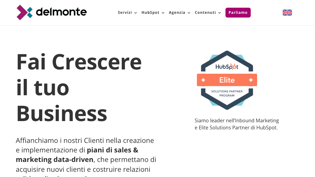 Schermata dell'homepage di Delmonte
