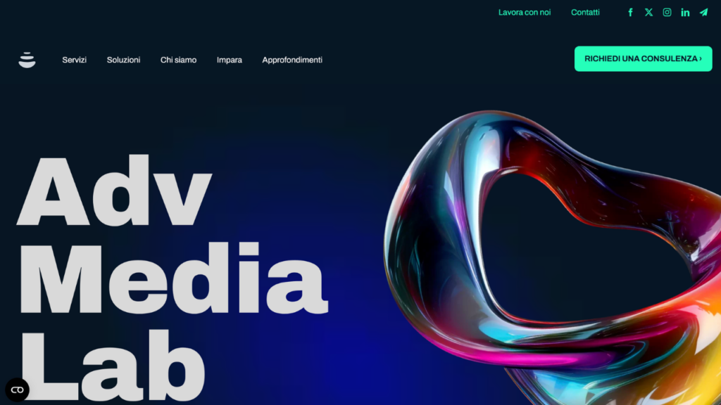 Homepage di Adv Media Lab, agenzia di inbound marketing B2B su stack HubSpot