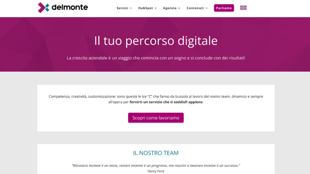 Homepage di Delmonte e Partner, consulenza HubSpot e digital marketing B2B per il Nord Italia