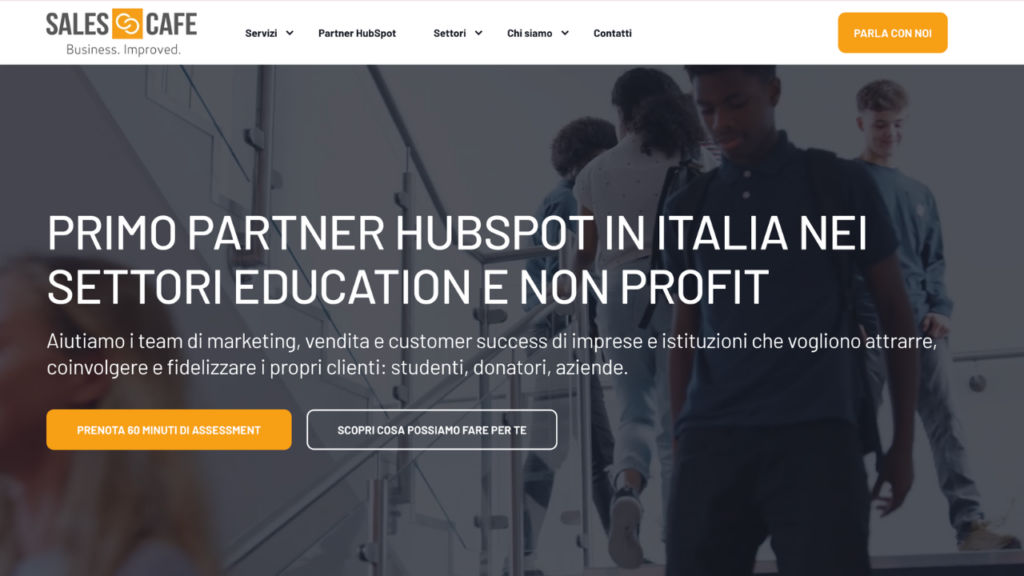 Homepage di Sales Cafe, agenzia di sales enablement e RevOps su stack HubSpot a Milano