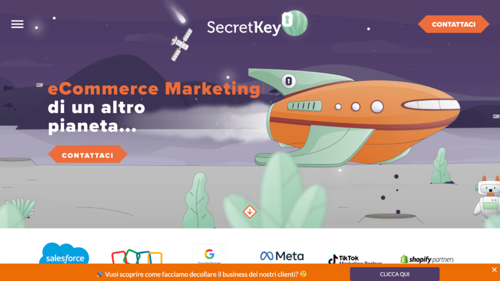Homepage di Secret Key, agenzia pure-play lead generation B2B per SaaS e software house
