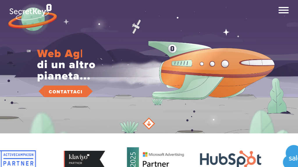 Schermata dell'homepage di Secret Key