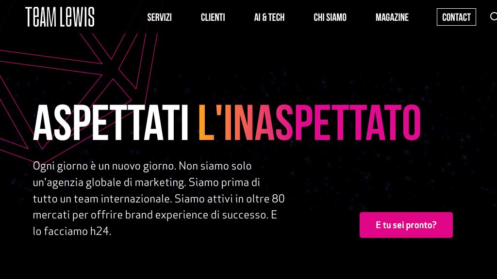 Schermata dell'homepage di Team Lewis