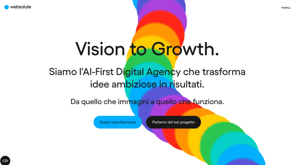Homepage di Websolute, digital company quotata su Euronext Growth Milan con sede a Pesaro