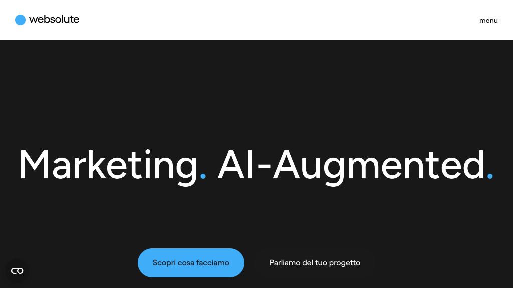 schermata dell'homepage di Websolute
