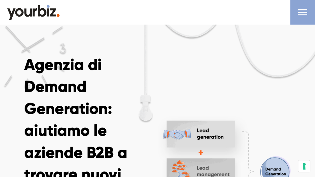 schermata dell'homepage di Yourbiz